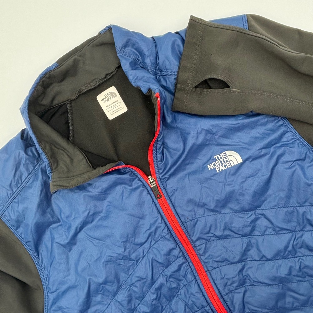 The North Face Mens XL Primaloft Jacket Full Zip Blue Thumb Hole Micro Puffer